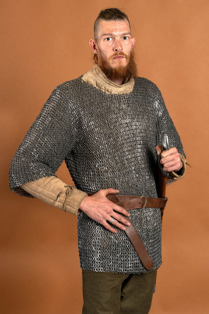 Haubergeon, blandet, flade ringe med runde klinknagler, 8 mm