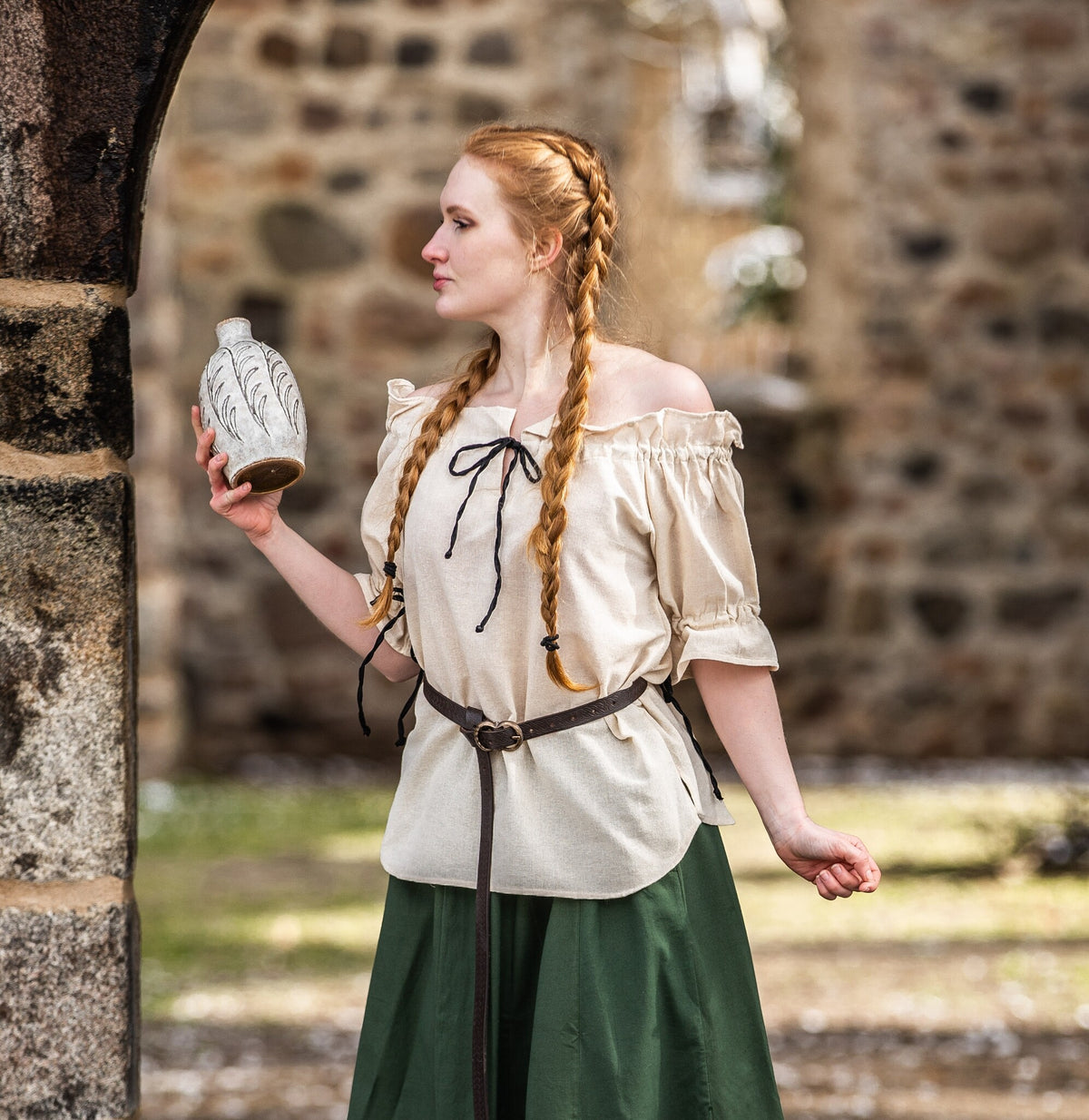 Medeltida kjol Konstanze, grön