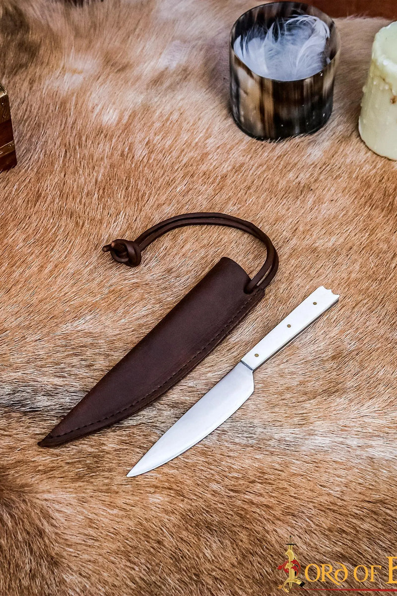 Couteau de table du XVe siècle avec manche en os, acier inoxydable