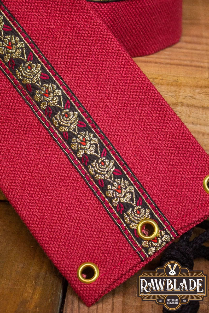 Jeanne fabric belt - Red / red roses