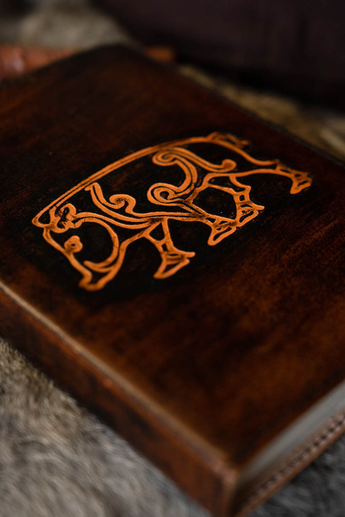 Leather book Celtic boar Knochnagael