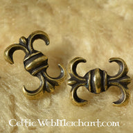 Middeleeuwse lelie riem fitting (set van 5 stuks), verzilverd brons