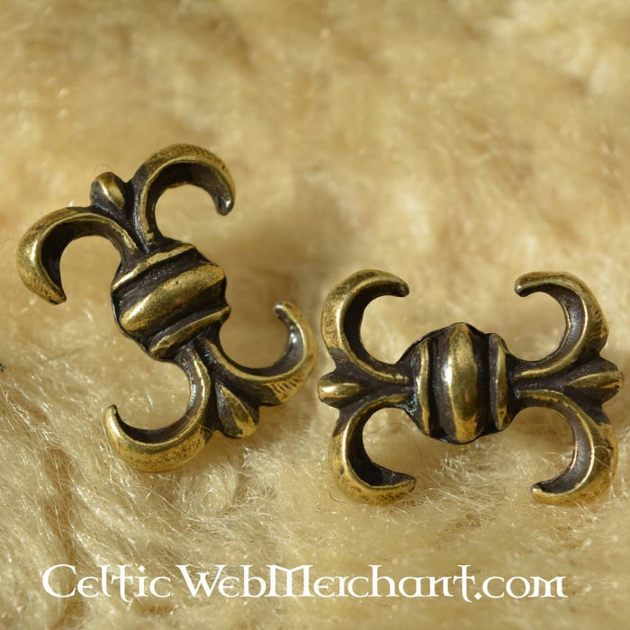 Middeleeuwse lelie riem fitting (set van 5 stuks), verzilverd brons