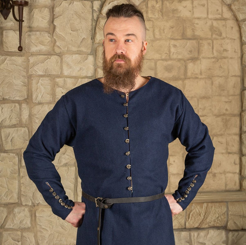 Cotehardie Rafael, wolmix, blauw