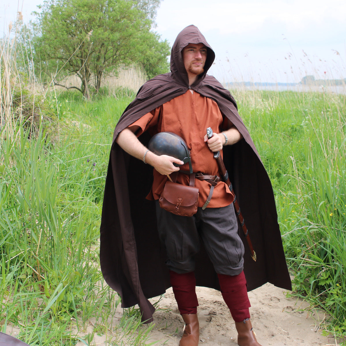 Bomullsmantel, mörkbrun