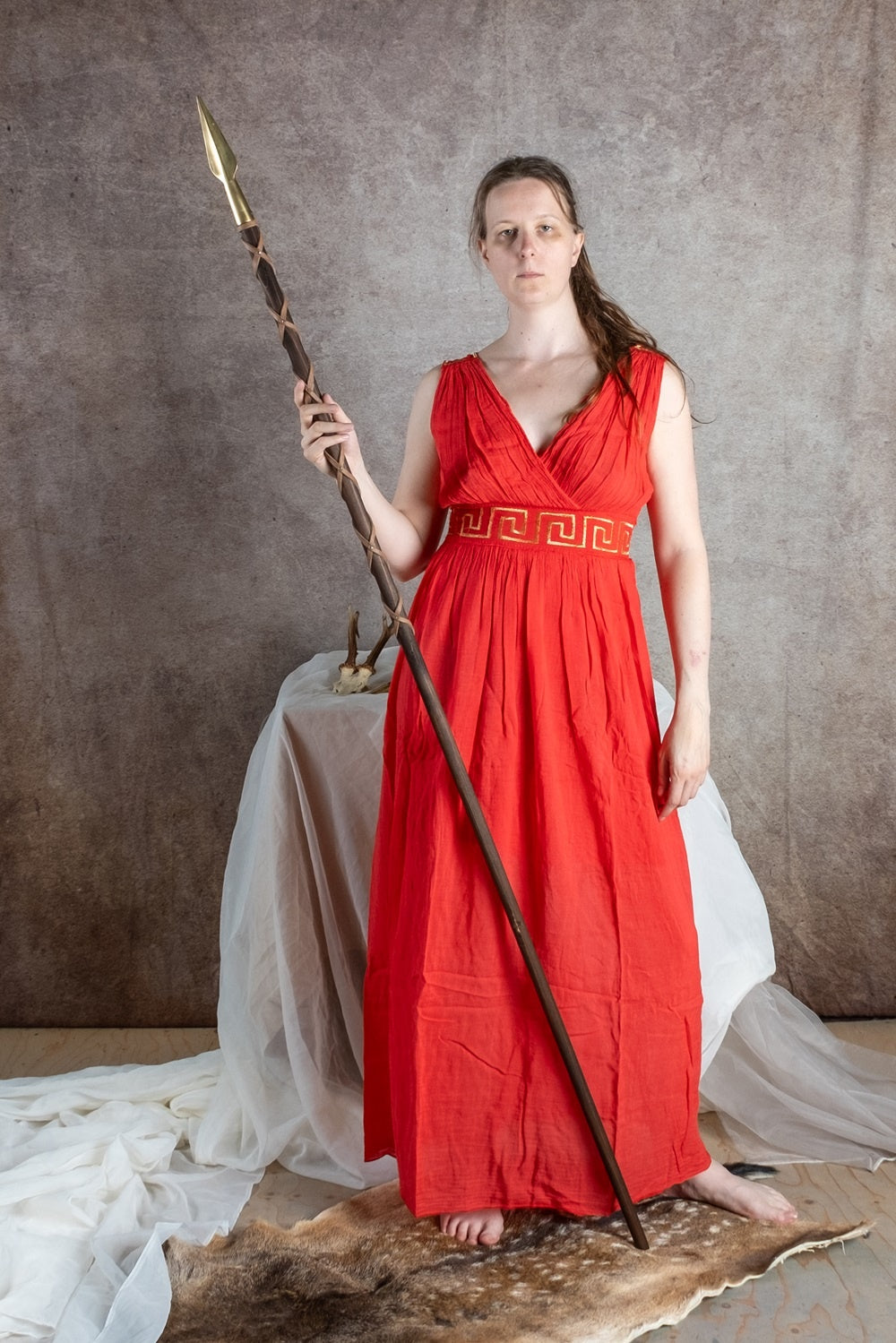 Goddess dress Penelope, coral red