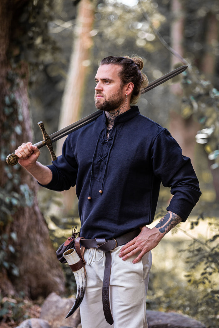 Camisa de algodón grueso, negra