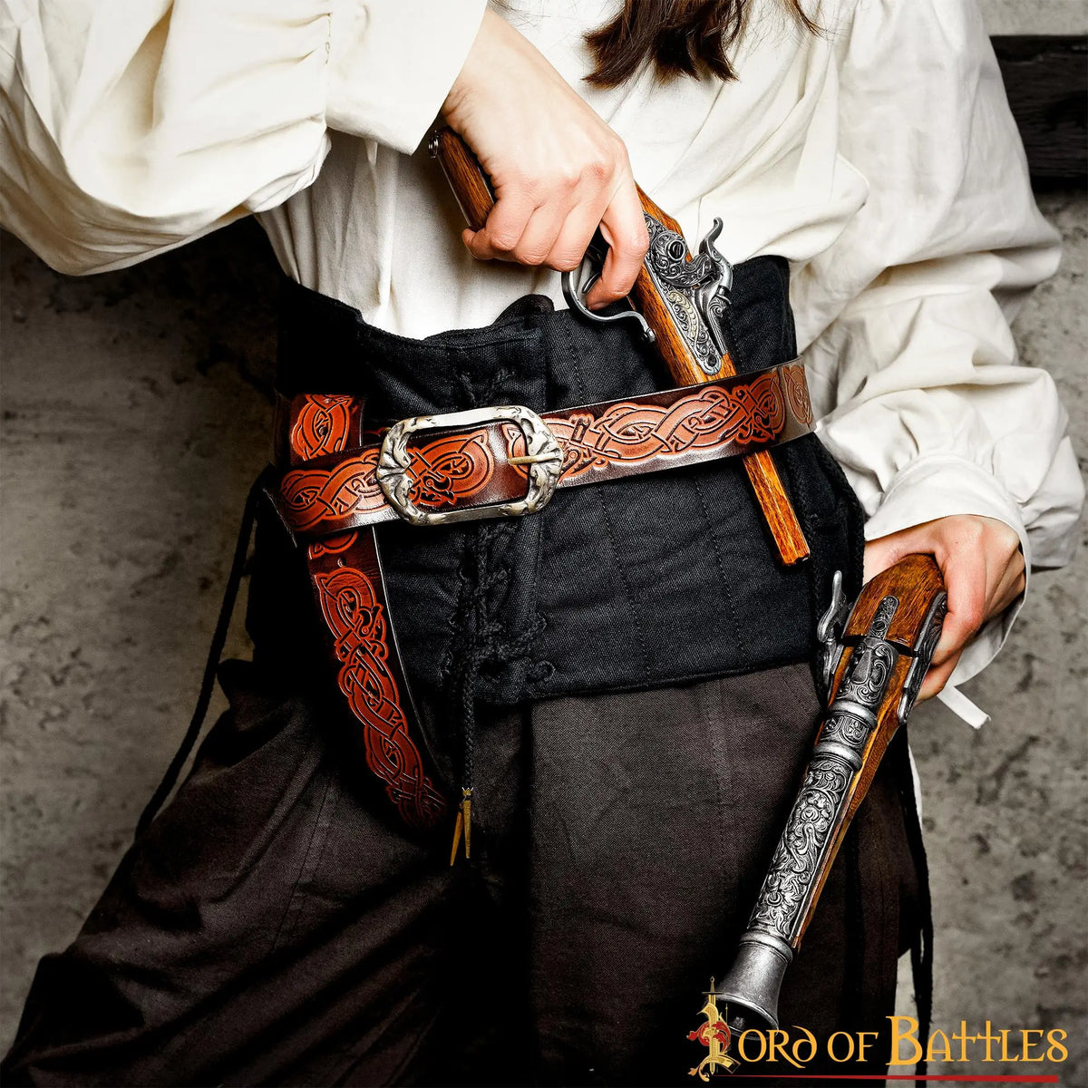 Wikinger Gürtel mit Drachen, 130 cm, braun