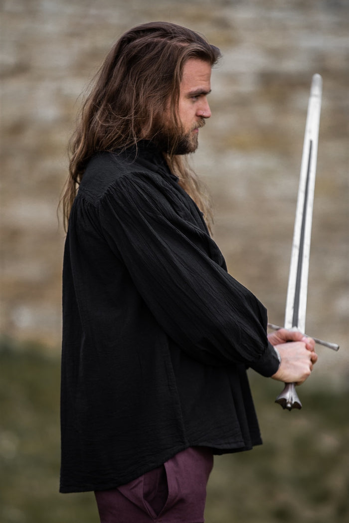 Middelalderlig skjorte, sort