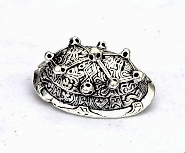 Viking schildpad broche Dublin, verzilverd, prijs per stuk