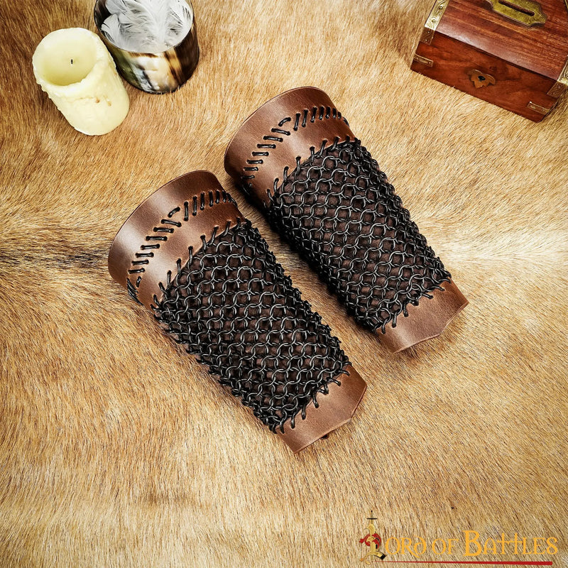 Leather monster hunter bracers with chainmail
