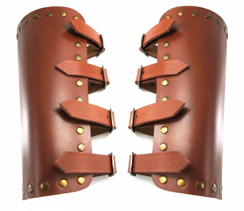 Marius läderbracers, underarmsskydd, bruna