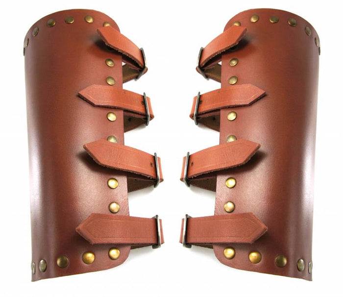 Marius läderbracers, underarmsskydd, bruna