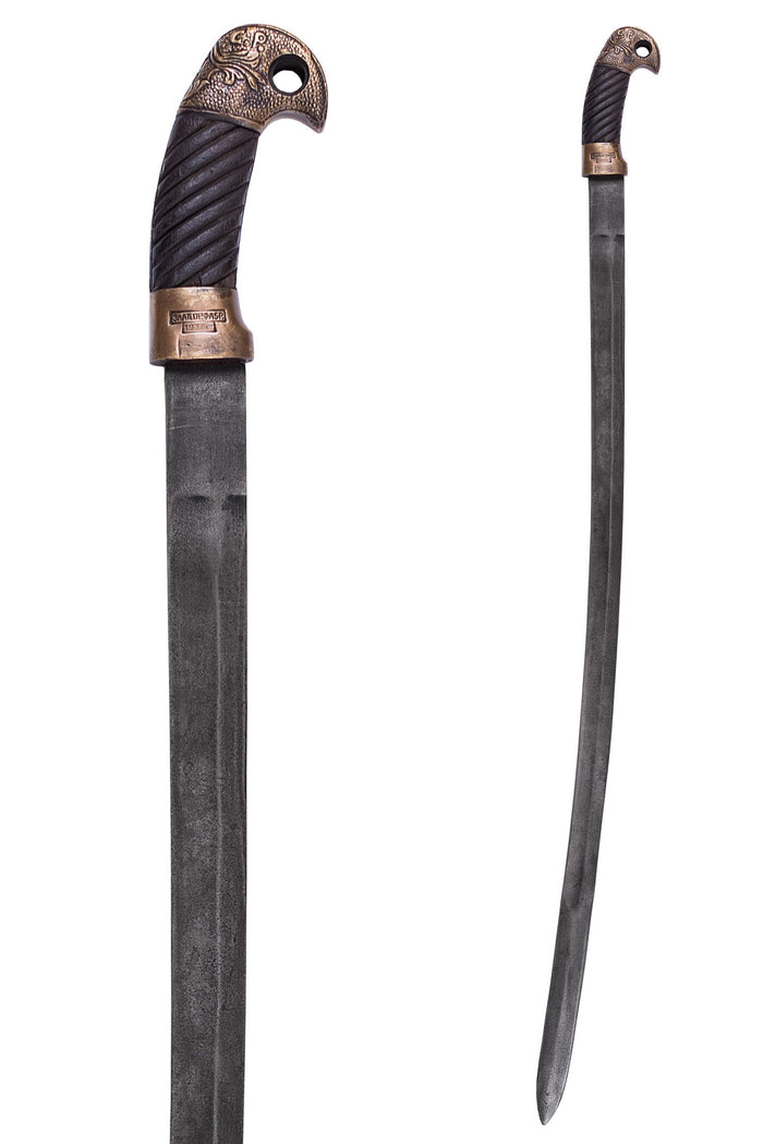 Russische Shashka met bajonet, antieke afwerking, semi-scherp