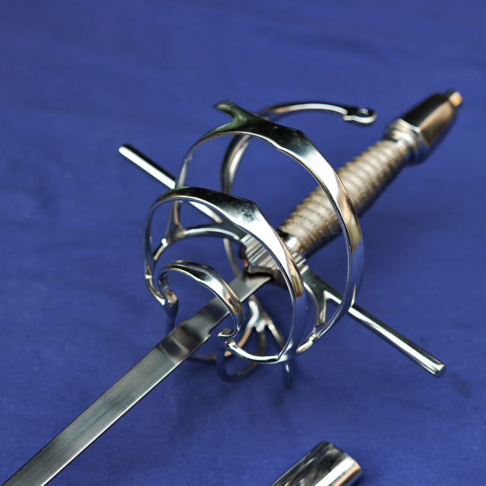 Rapier nahkavyöllä, karaistu, tylppä (battle-ready)