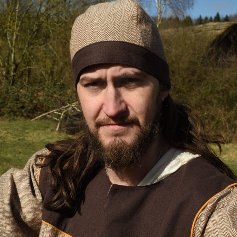 Thorsberg tunic, herringbone pattern, brown