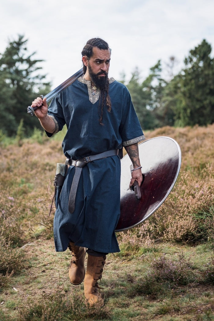 Keltische tuniek, korte mouwen, donkerblauw