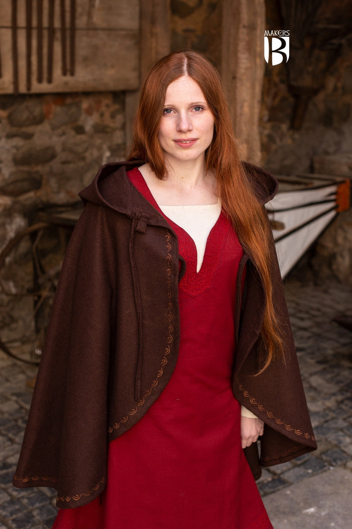 Affra cape, wool blend, brown