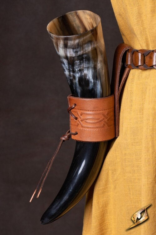 Læder drikkehornsholder Edda, brun