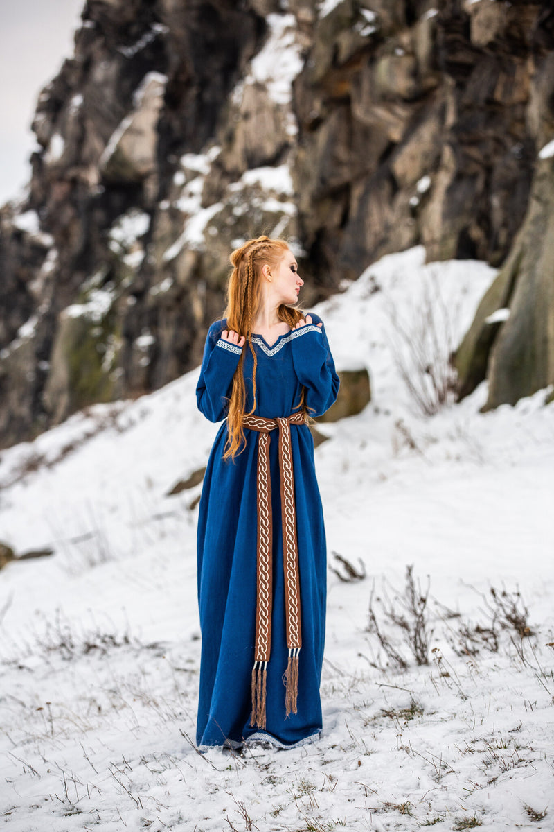Frühmittelalterliches Kleid Aelswith, blau