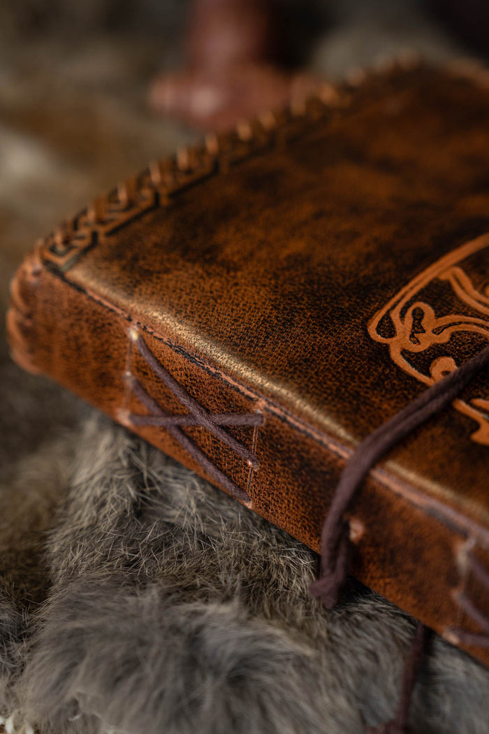 Leather journal Celtic boar