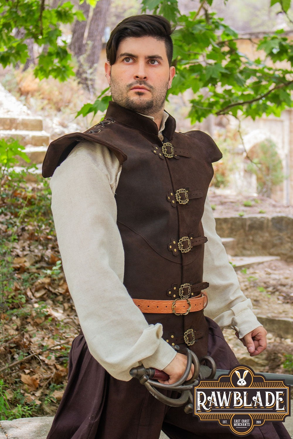Diego kožený jerkin, hnedá