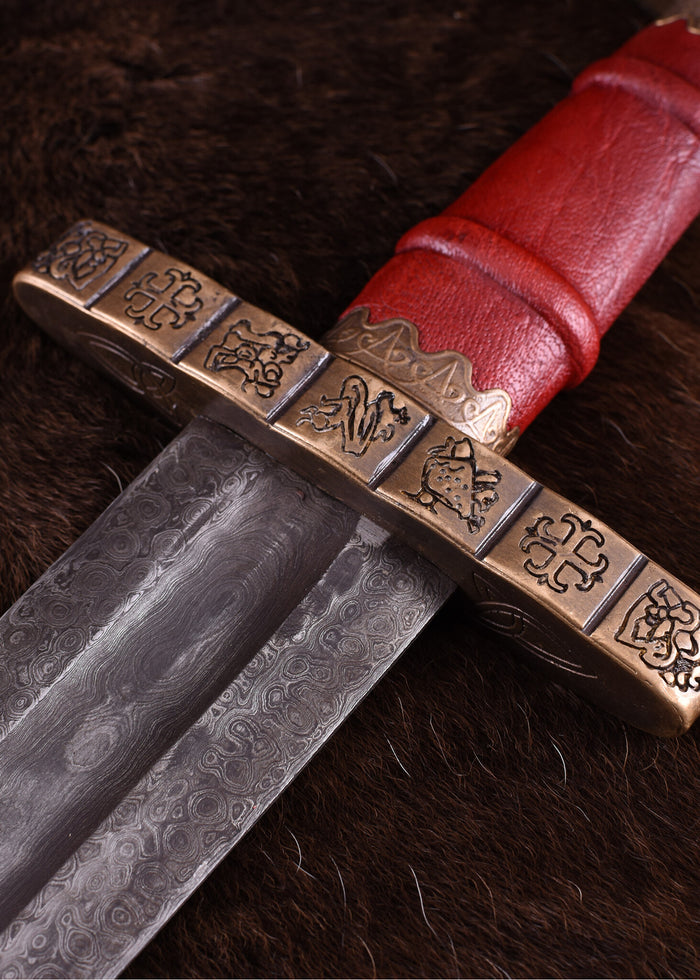 9th century Viking sword Haithabu, damast steel, semi-sharp