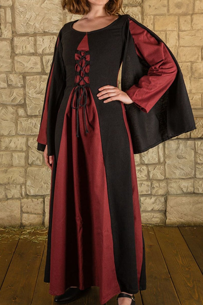 Medieval dress Jasione, black/burgundy