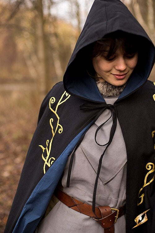 Embroidered cloak Terra, black