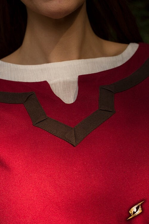 Wikińska suknia Astrid, czerwono-brązowa