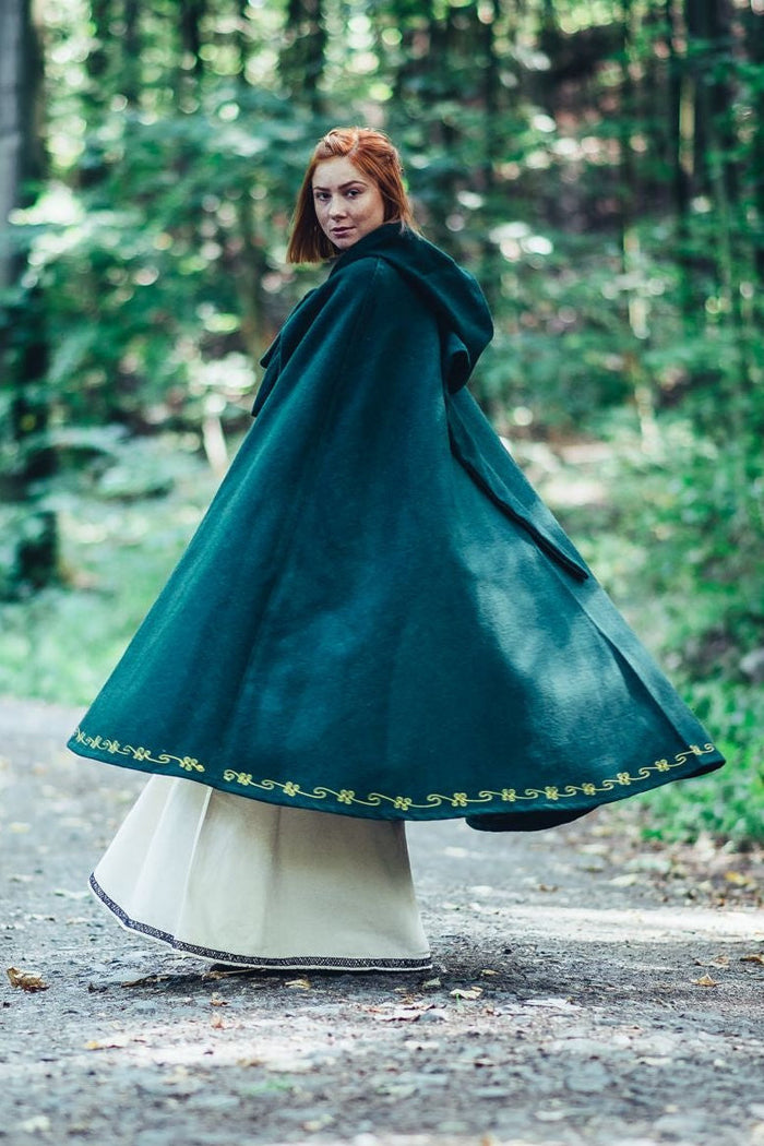 Manteau Ceridwen, vert, mélange de laine