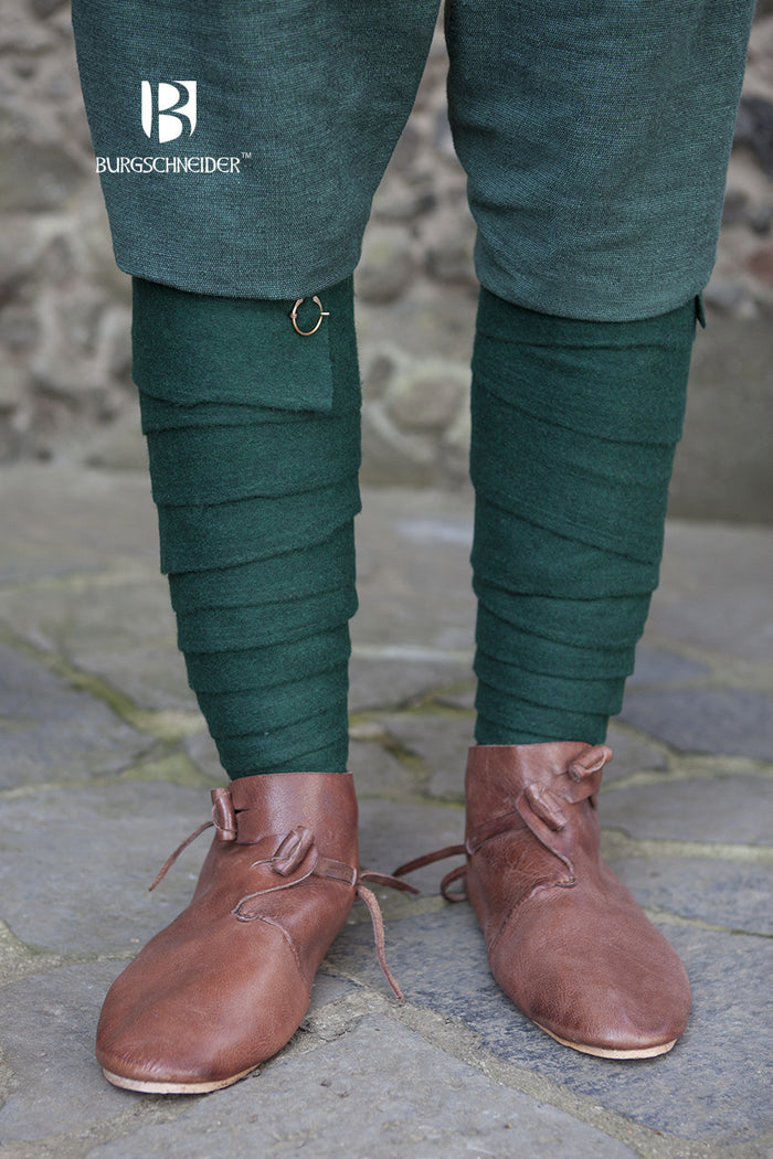 Bandes de jambe Aki, vert, mélange de laine