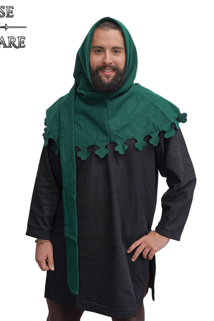 Late Medieval Liripipe Hood, Wool, Green