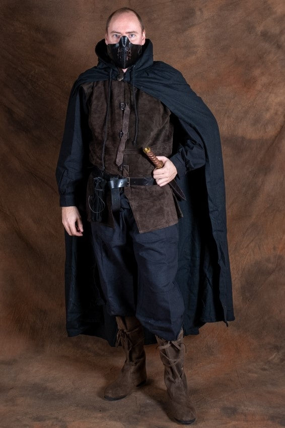 Skórzana półmaska Mempo, czarna