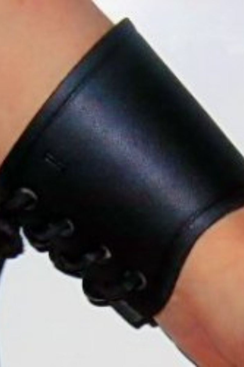 Læderarmbånd, sort, kort, M