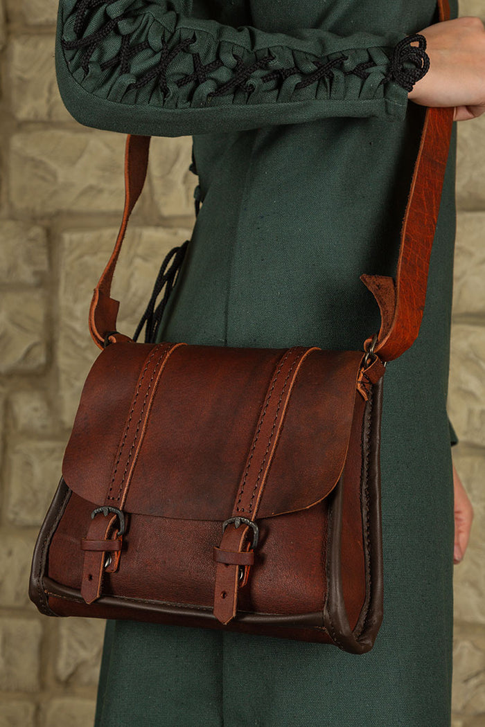 Leren middeleeuwse tas Belwar, bruin