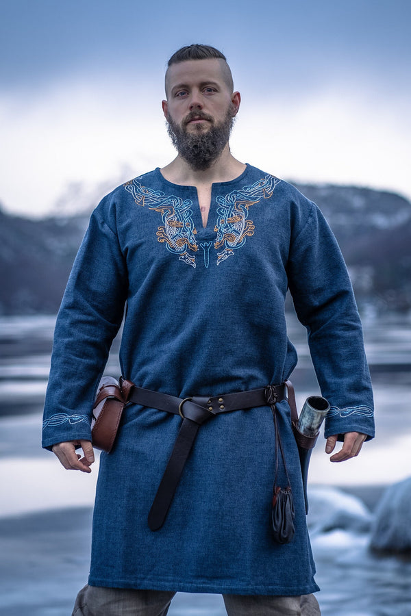 Tunique Jarl viking Hakon, bleu