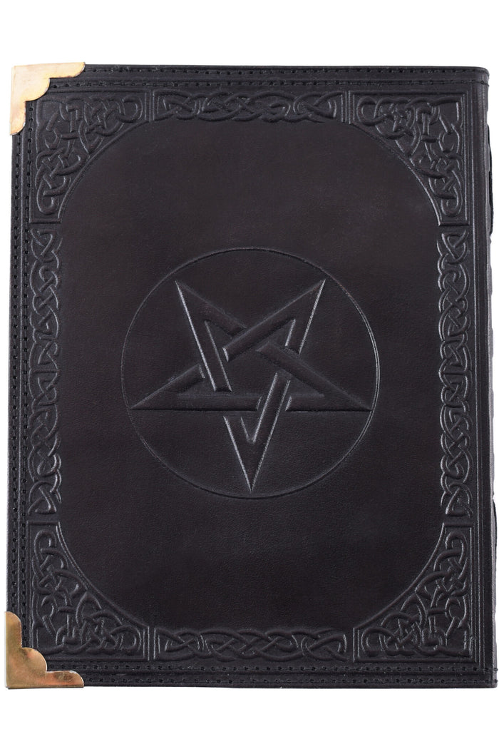 Black Leather book with Pentagram, approx. 23 x 18 cm