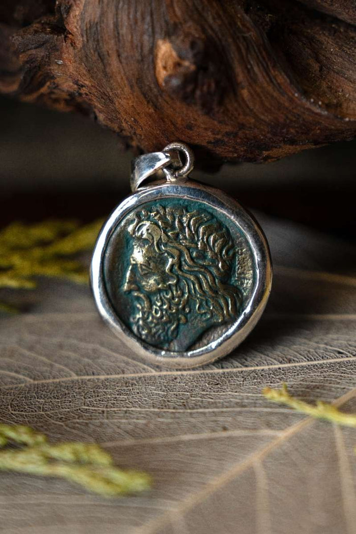 Pendentif monétaire Zeus, argent sterling
