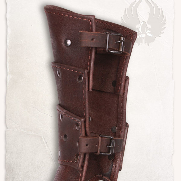 Albrecht læderbracers, underarmsbeskyttere, brun