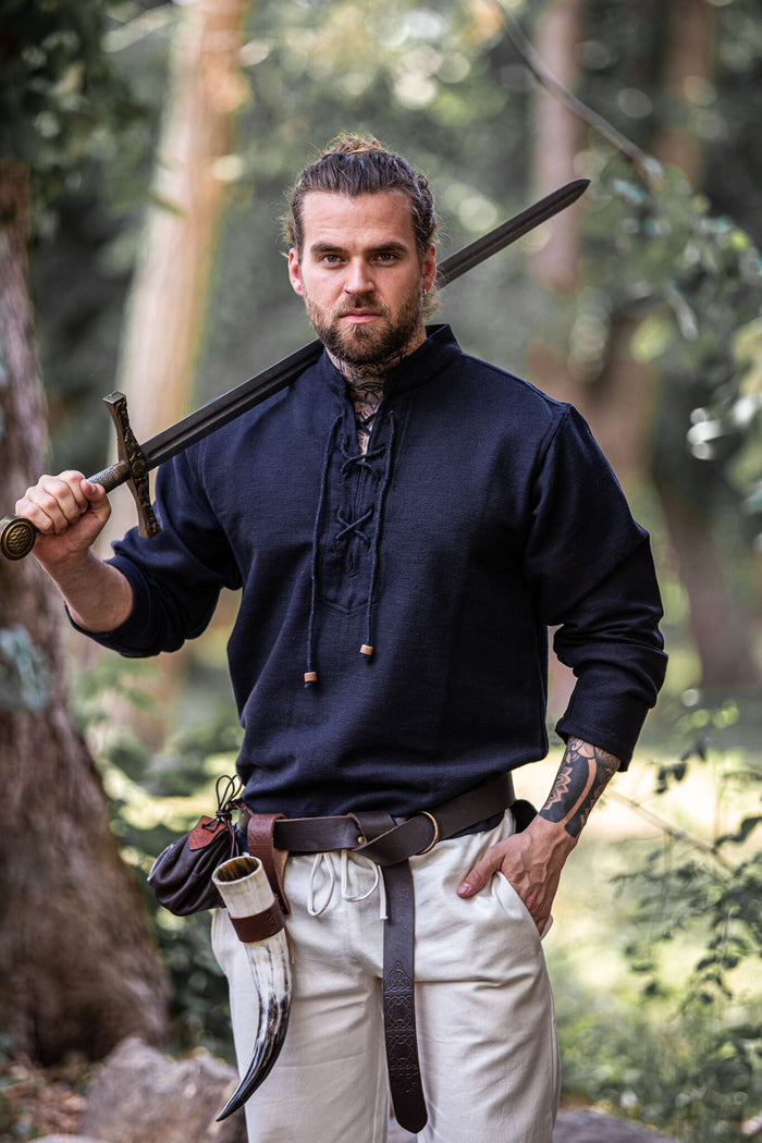 Camisa de algodón grueso, negra