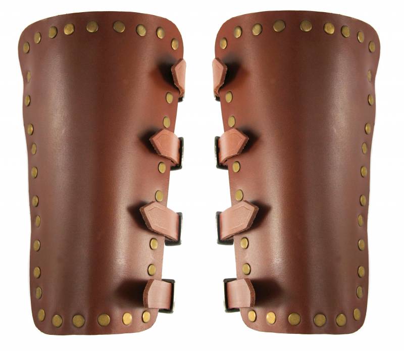 Marius läderbracers, underarmsskydd, bruna
