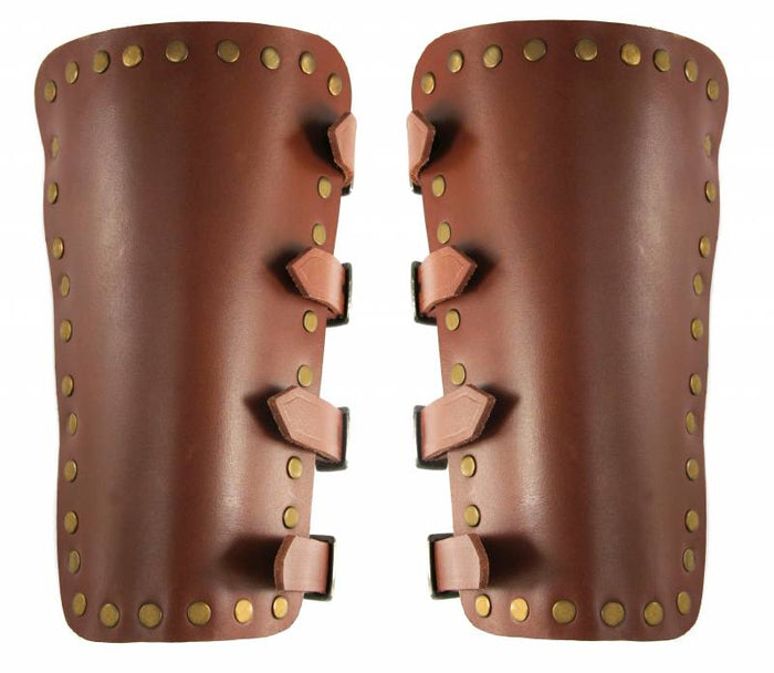 Marius läderbracers, underarmsskydd, bruna
