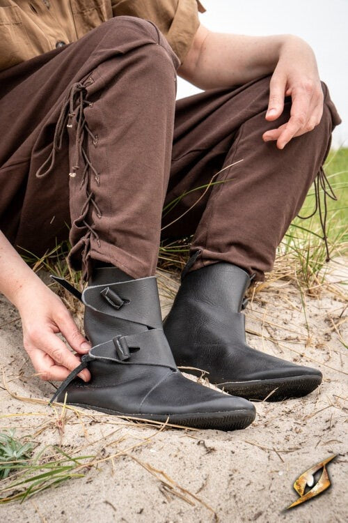 Wikińskie buty Jorvik z gumową podeszwą, czarne