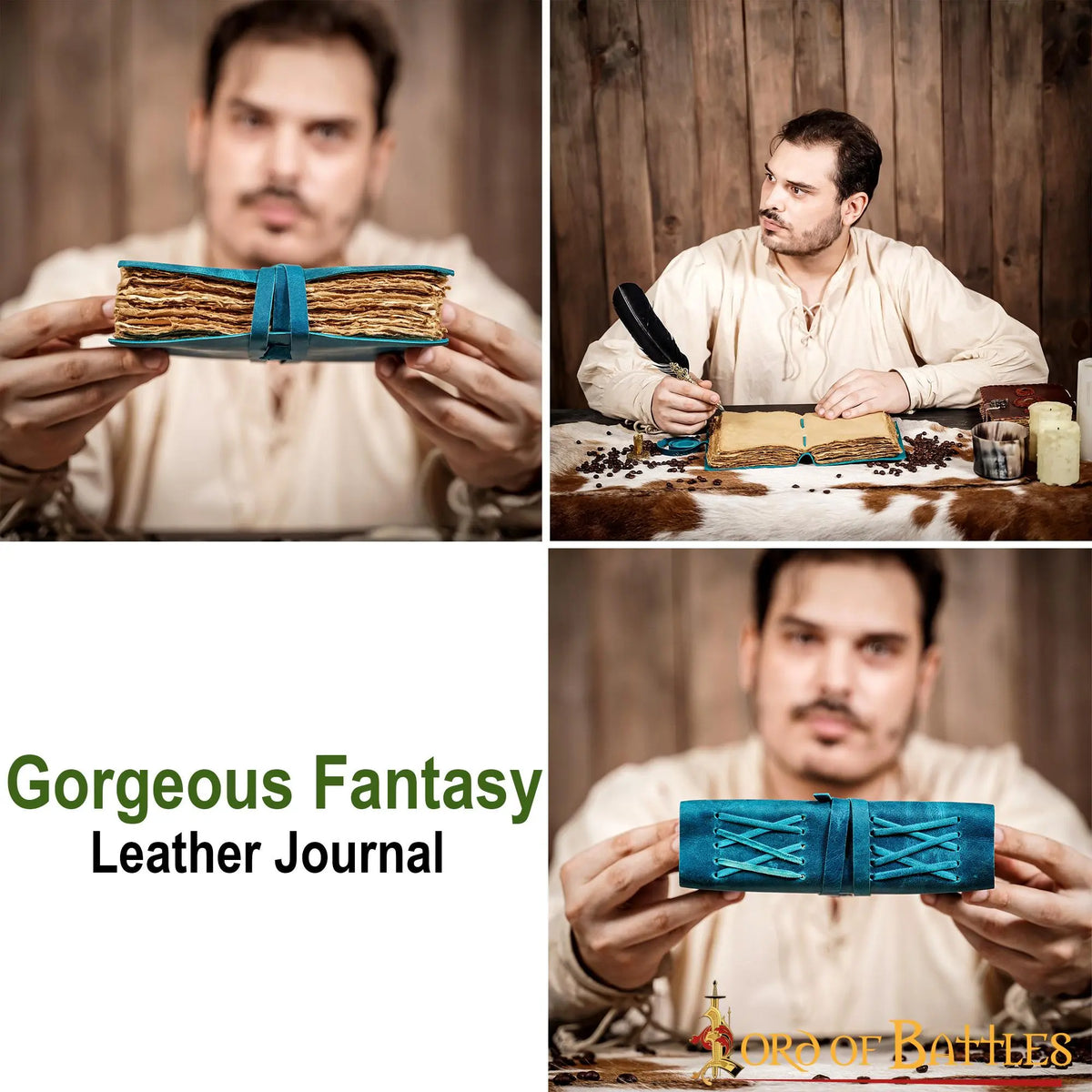 Kožený deník fantasy, modrá