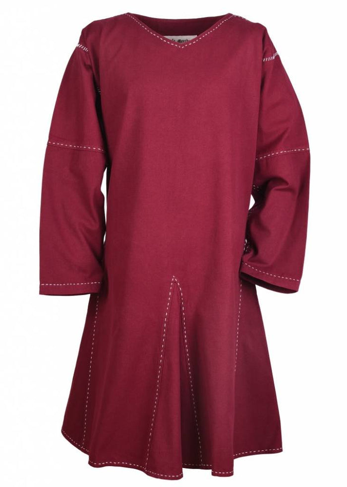 Tunic Kragelund, hand-stitched finish, burgundy red