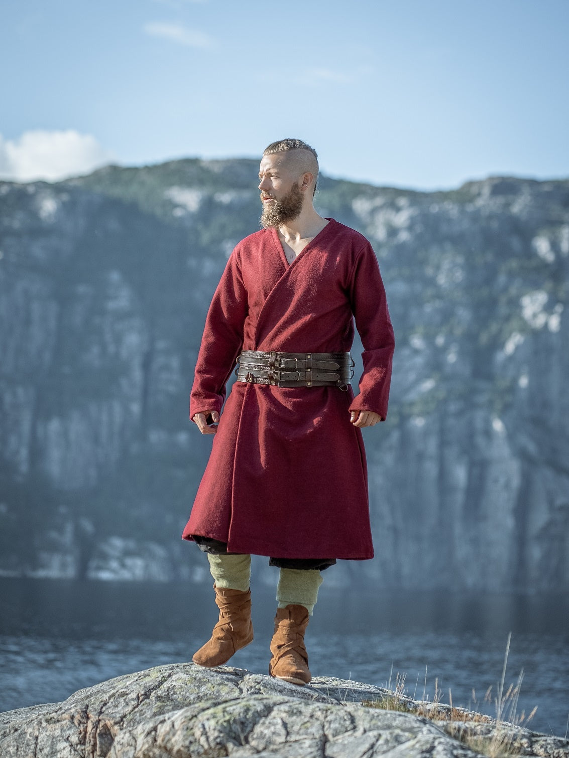 Kaftan Gustav, czerwony, mieszanka wełny