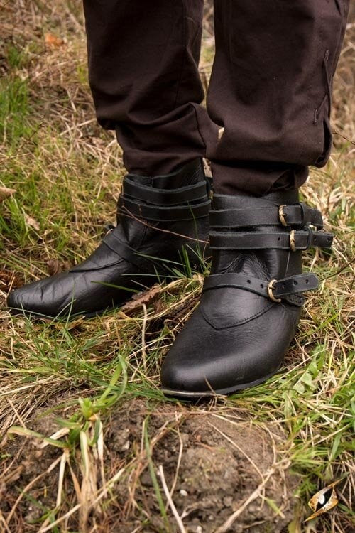 Botas medievales de tobillo Godfrey, negras