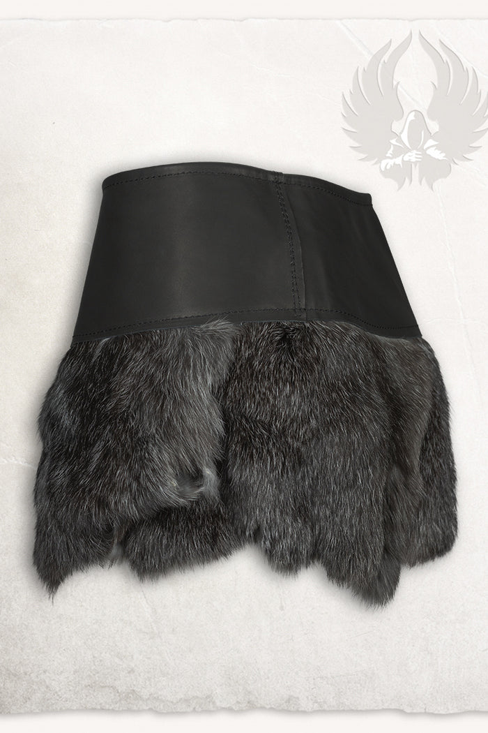 Karya fur skirt with dragon, black