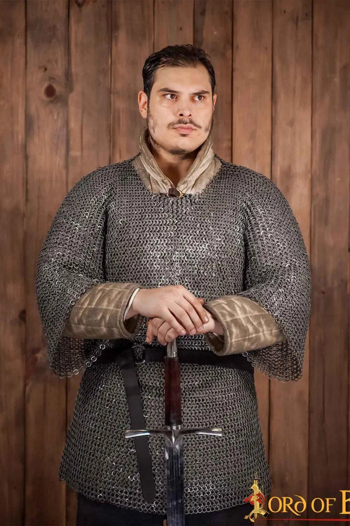 Maliëhaubergeon, blandede flade ringe, runde klinknagler, 9 mm